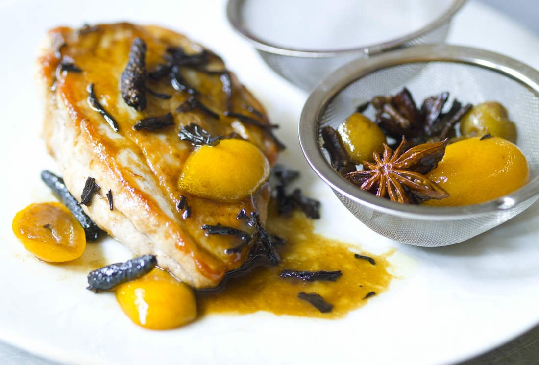 Recette de pintade au thé noir fumé Lapsang Souchong